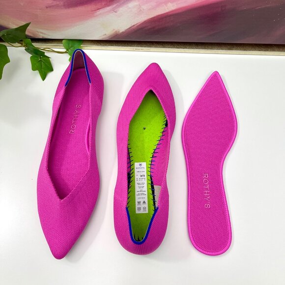 Rothy's The Point Slip-On Pointed-Toe Flats in Dragon Fruit Size 9 - Picture 15 of 16